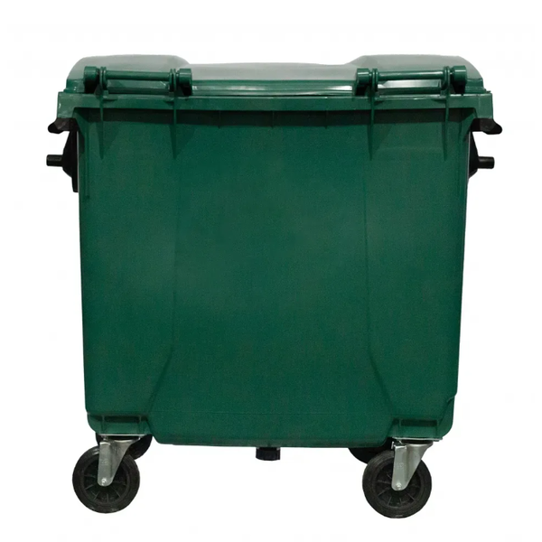Coletora Plástica c/ Rodas 1000 Litros - VERDE | Cor: Verde, Litros: 1000 Litros, Pedal: Sem Pedal, Tipo de Material: Plástico