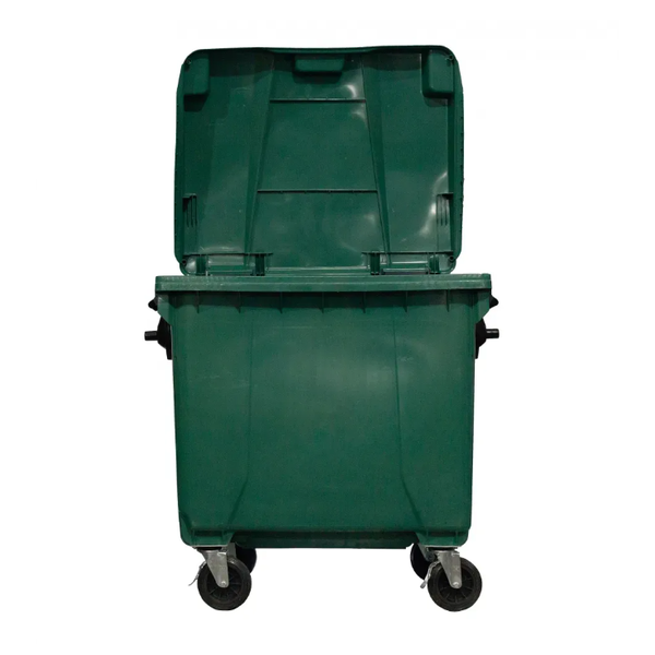 Coletora Plástica c/ Rodas 1000 Litros - VERDE | Cor: Verde, Litros: 1000 Litros, Pedal: Sem Pedal, Tipo de Material: Plástico