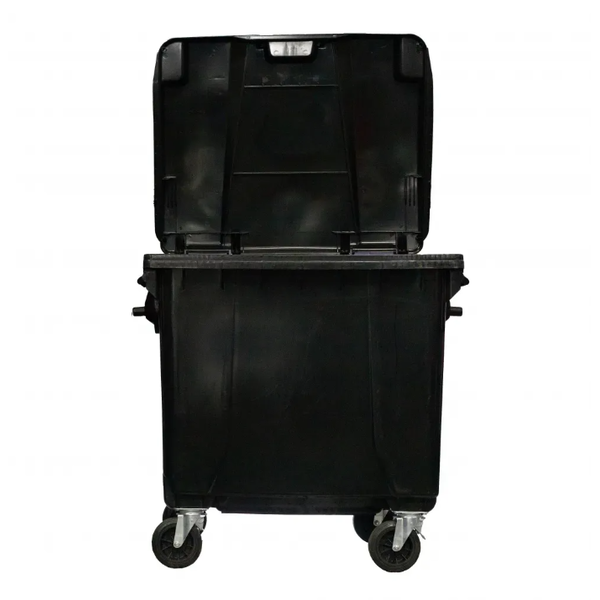 Coletora Plástica c/ Rodas 1000 Litros - PRETO | Cor: Preto, Litros: 1000 Litros, Pedal: Sem Pedal, Tipo de Material: Plástico