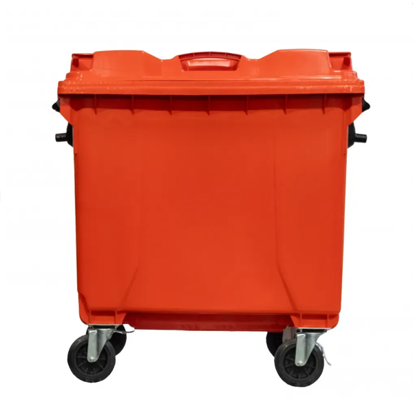 Coletora Plástica c/ Rodas 1000 Litros - LARANJA | Cor: Laranja, Litros: 1000 Litros, Pedal: Sem Pedal, Tipo de Material: Plástico