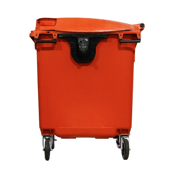 Coletora Plástica c/ Rodas 1000 Litros - LARANJA | Cor: Laranja, Litros: 1000 Litros, Pedal: Sem Pedal, Tipo de Material: Plástico