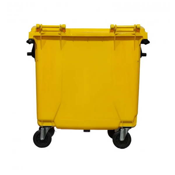 Coletora Plástica c/ Rodas 1000 Litros - AMARELO | Cor: Amarelo, Litros: 1000 Litros, Pedal: Sem Pedal, Tipo de Material: Plástico