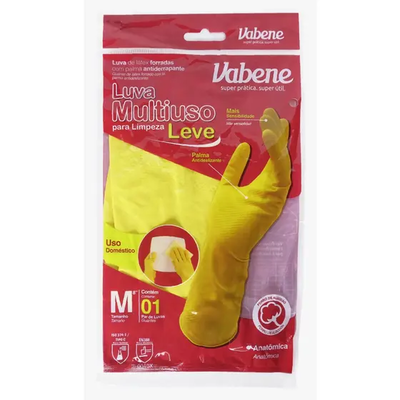 Luva de Látex Multiuso para Limpeza Leve – Amarela (Tamanho M)