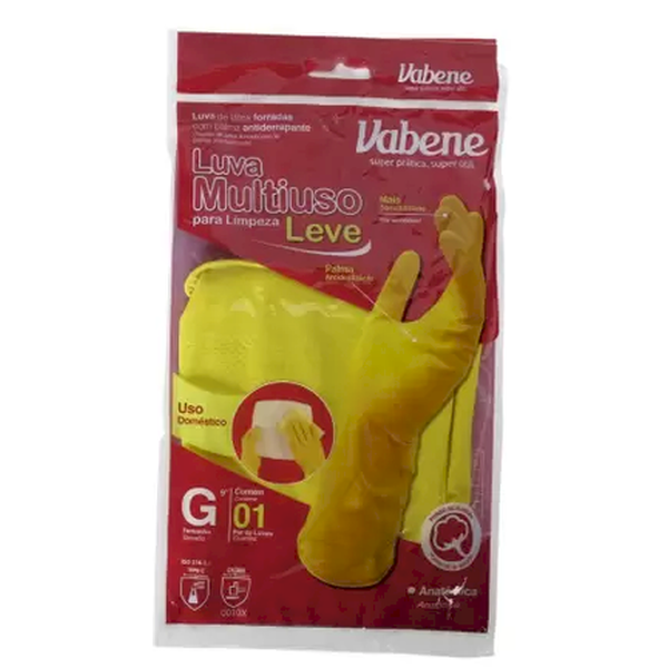 Luva de Látex Multiuso para Limpeza Leve – Amarela (Tamanho G)
