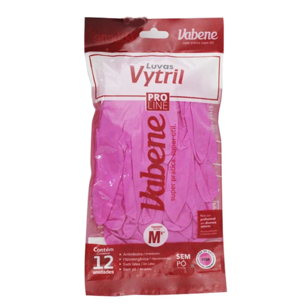 Luva de Vinil Pró Line Sem Pó - C/12 Unidades | Cor: Preta, Tamanho: M | Cor: Preta, Tamanho: M