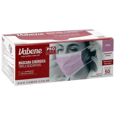 Máscara Tripla TNT C/ 50 Un. - ROSA