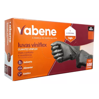 Luva Viniflex Vabene C/100 UN. - Tamanho P - PRETA