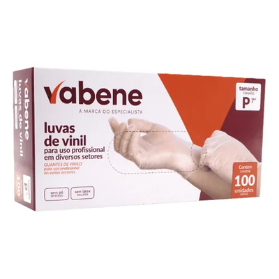 Luva de Vinil Sem Pó - C/100 Unidades - Tamanho P