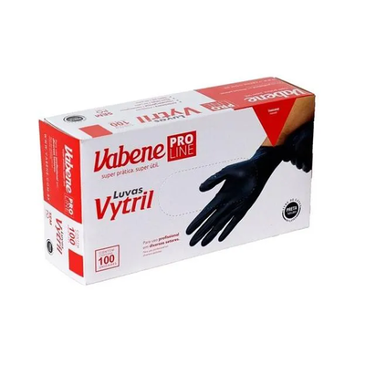 Luva de Vytril Sem Pó - C/100 Unidades - Tamanho P - PRETA