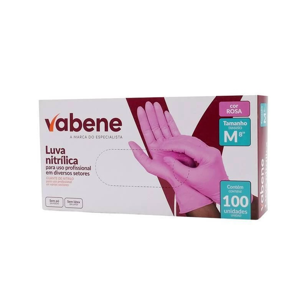 Luva Nitrílica Sem Pó Vabene – Caixa C/ 100 Unidades - M | Cor: Azul, Tamanho: M, Conjunto: 100 unidades, Tipo de Material: Nitrílica | Cor: Azul, Tamanho: M, Conjunto: 100 unidades, Tipo de Material: Nitrílica