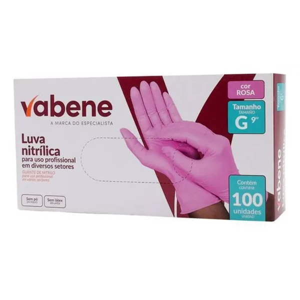 Luva Nitrílica Sem Pó Vabene – Caixa C/ 100 Unidades - G | Cor: Azul, Tamanho: G, Conjunto: 100 unidades, Tipo de Material: Nitrílica | Cor: Azul, Tamanho: G, Conjunto: 100 unidades, Tipo de Material: Nitrílica