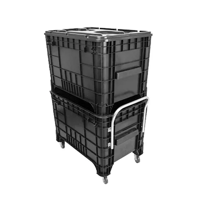 Carrinho Coletor 372 Litros C/ Puxador Frontal - Sem Tampa - PRETA | Modelo: Sem Tampa, Cor: Preta, Litros: 372 Litros, Tipo de Material: Plástico | Modelo: Sem Tampa, Cor: Preta, Litros: 372 Litros, Tipo de Material: Plástico