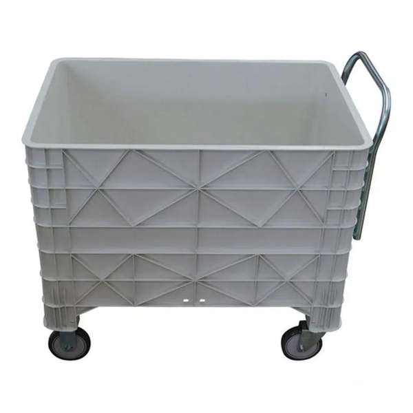 Carrinho Coletor 372 Litros C/ Puxador Frontal - Sem Tampa - BRANCA | Modelo: Sem Tampa, Cor: Branco, Litros: 372 Litros, Tipo de Material: Plástico