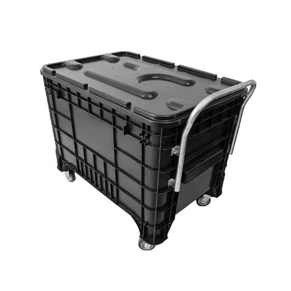 Caixa Plástica 372 Litros Preta Com Puxador Frontal e Tampa 