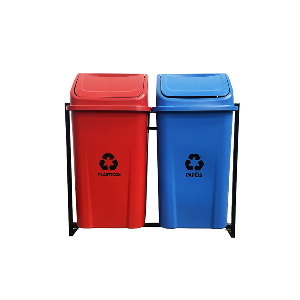Conjunto coleta seletiva 100L com 2 lixeiras