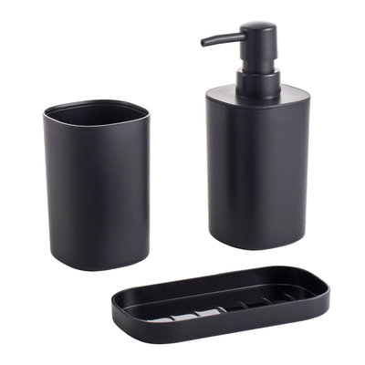 Conjunto p/ banheiro c/3pçs quadrado Preto - Mood