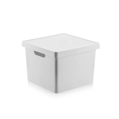 Caixa Organizadora Quadrada com Tampa 17L Branca - Mood